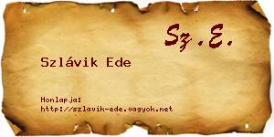 Szlávik Ede névjegykártya